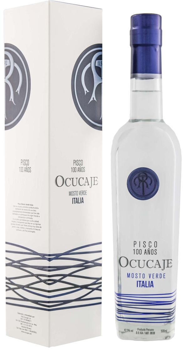 Ocucaje Pisco Mosto Verde Italia + GB, 50 Cl - Alc. 42.5% Vol.