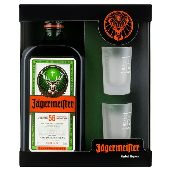 Jagermeister + 2 Shot Cups, 70 Cl - Alc. 35% Vol.