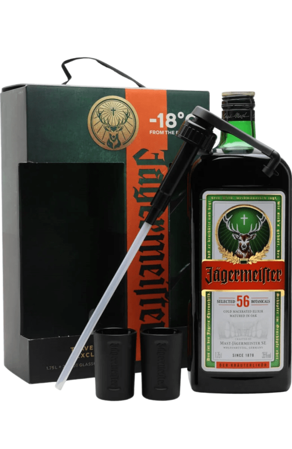 Jagermeister GIftpack + 2 Glasses + Handpump GB, 175 Cl - Alc. 35% Vol.