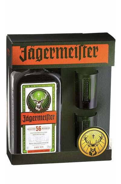 Jagermeister Travelers Exclusive + 2 Shot Glasses, 100 Cl - Alc. 35% Vol.